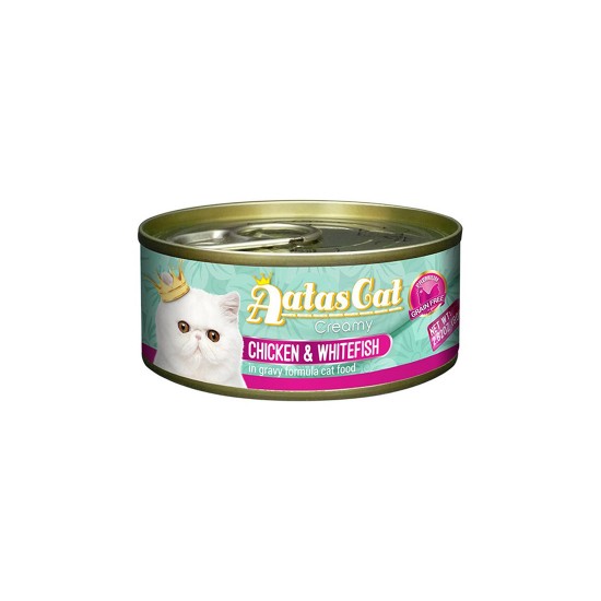 Aatas Cat Canned Food Creamy Chicken & Whitefish in Gravy 80g 1 ctn