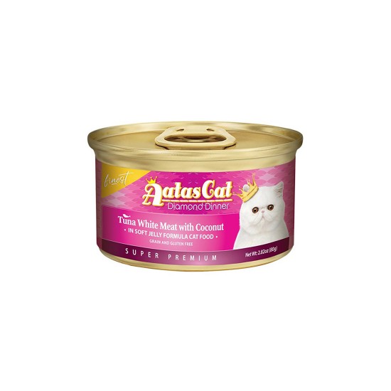 Aatas Cat Canned Food Finest Diamond Dinner Tuna with Coconut in Jelly 80g 1 ctn