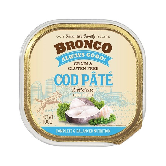 Bronco Dog Tray Food Cod Pate 100g