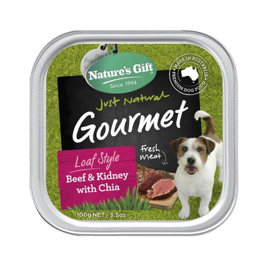 Nature's Gift Dog Tray Food Beef & Kidney with Chia 100g