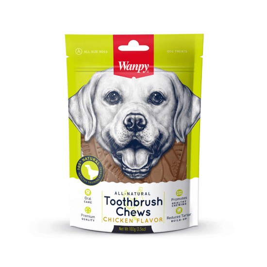 Wanpy Dog Treat All Natural Toothbrush Chew Chicken Flavour 100g 