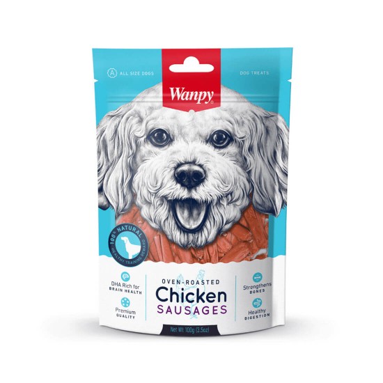 Wanpy Dog Treat Oven Roasted Chicken Sausages 100g