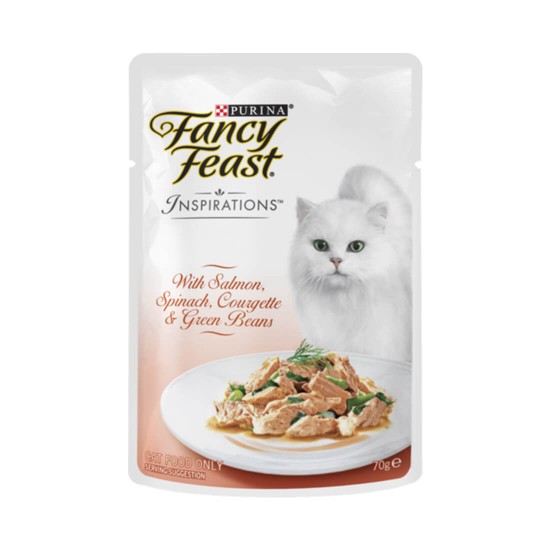 Fancy Feast Inspirations Cat Food Salmon, Spinach, Courgette & Green Beans 70g 1 ctn