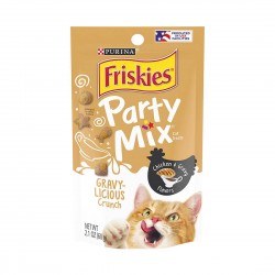 Purina Friskies Cat Treat Party Mix Gravy-licious Crunch Chicken & Gravy 60g