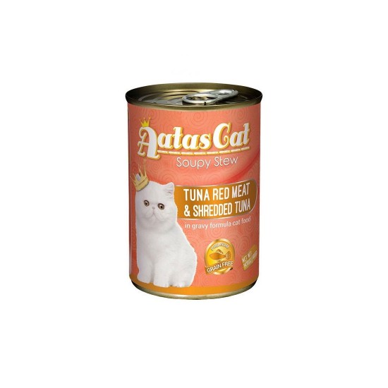 Aatas Cat Canned Food Soupy Stew Red Meat Tuna & Shredded Tuna 400g 1 ctn
