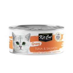*Bedok & Eastside Cats* Kit Cat Canned Food Gravy Tuna & Salmon 80g 1 ctn