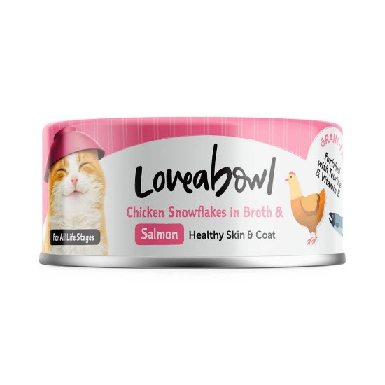 Loveabowl Cat Canned Food Chicken Snowflakes with Salmon in Broth 70g 1 ctn