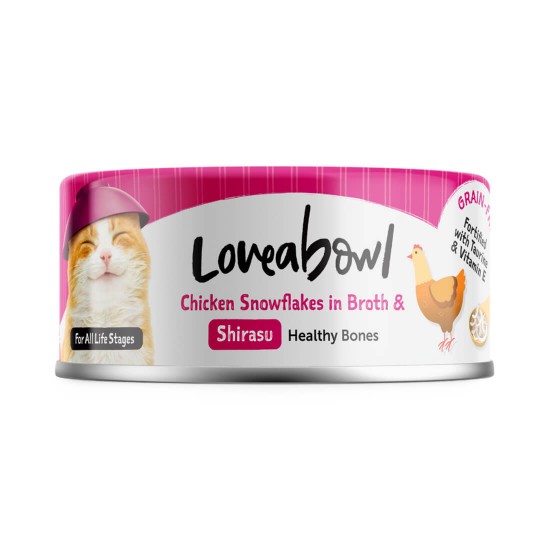 Loveabowl Cat Canned Food Chicken Snowflakes with Shirasu in Broth 70g 1 ctn