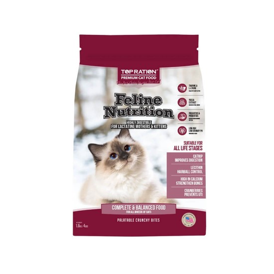 Top Ration Cat Dry Food Feline Nutrition All Life Stages 1.8kg