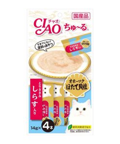 CIAO Cat Treat Churu Chicken Fillet Scallop and Whitebait 14g x 4