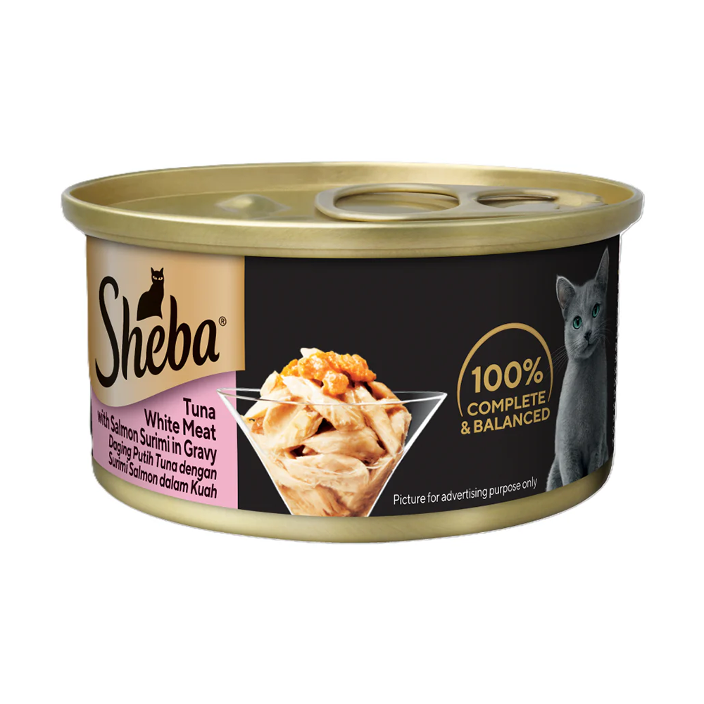 Sheba Tuna White Meat with Salmon Surimi in Gravy 85g