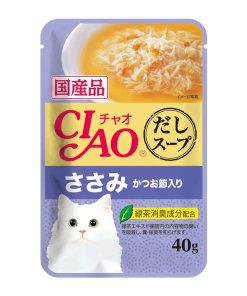 CIAO Cat Treat Clear Soup Pouch Chicken Fillet Topping Dried Bonito 40gr