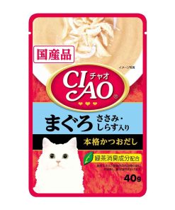 CIAO Cat Treat Creamy Soup Pouch Tuna Maguro and Chicken Fillet Topping Shirasu 40 gr