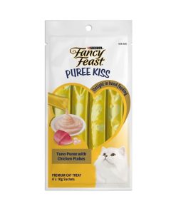Purina Fancy Feast Puree Kiss Cat Treat Tuna Puree with Chicken Flakes 10g (4pcs)