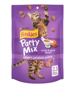 Purina Friskies Cat Treat Party Mix Gravy-licious Crunch Turkey Gravy 60g