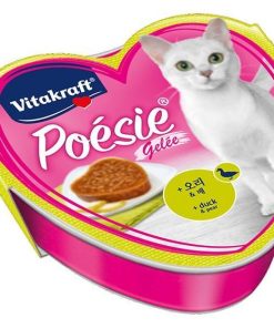 Vitakraft Cat Treat Poesie Hearts Duck and Pear in Jelly Tray 85g
