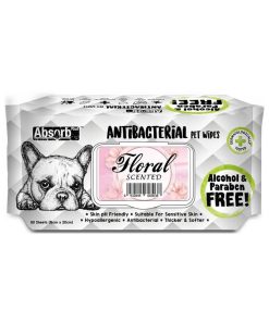 Absorb Plus Antibacterial Pet Wipes Floral 80sheets