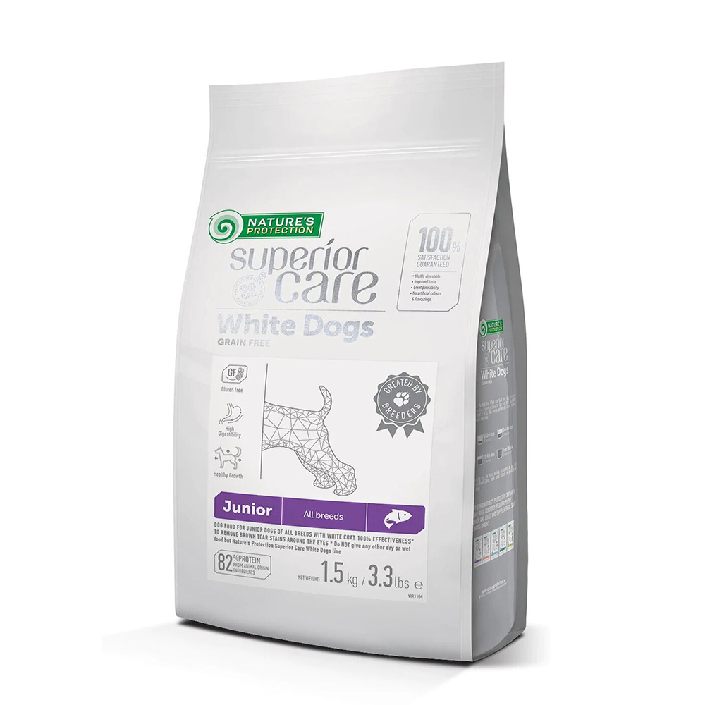 Nature's Protection Dog Junior Superior Care White Dogs All Breed Salmon 1.5kg