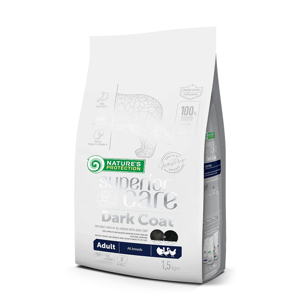 Nature's Protection Dog Superior Care Dark Coat Adult All Breed Poultry 1.5kg