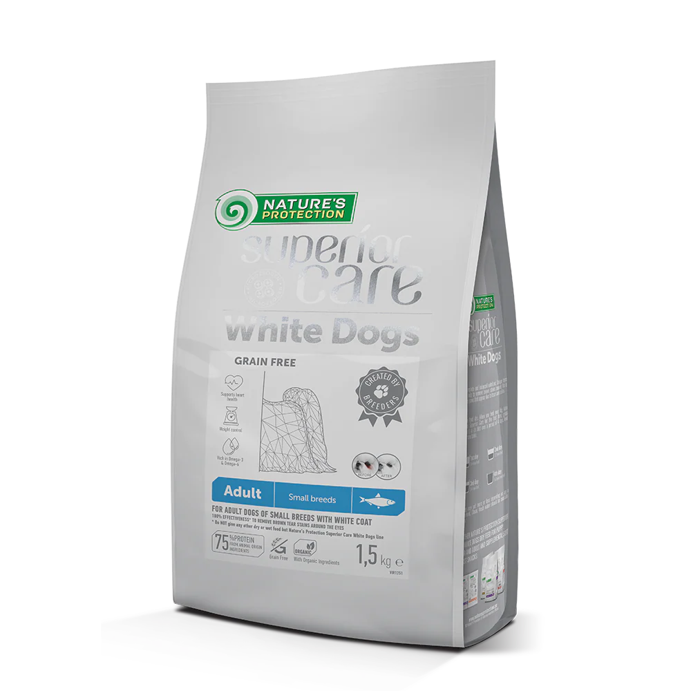 Nature's Protection Dog Superior Care White Dogs Small Breed Grain-Free with Herring 1.5kg